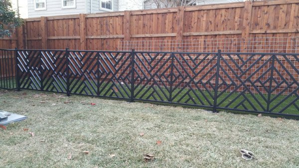 Installed garden metal fence